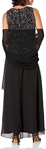J Kara Kadın Petite Uzun Boncuklu V Trim Detaylı Eşarplı Elbise