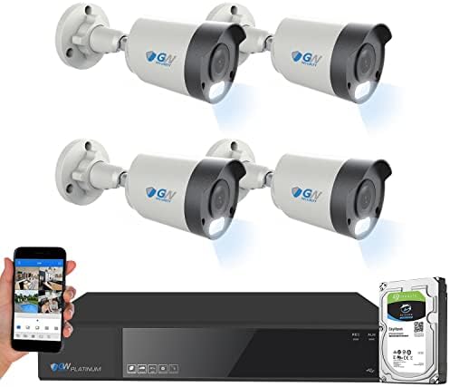 GW Güvenlik 8 Kanal 4K NVR 8MP H. 265 + Starlight Renkli Gece Görüş Akıllı AI Güvenlik Kamera Sistemi - 4 x UltraHD 4K İnsan