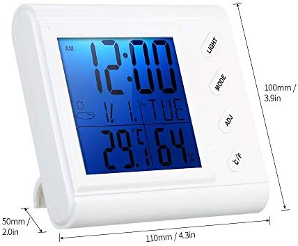 UXZDX CUJUX LCD Dijital Kapalı Termometre Higrometre Oda Sıcaklığı ,yüksek Hassasiyetli Termometre ve Higrometre ile çalar Saat