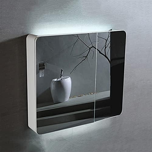 Aynalı Dolap, Raflı, LED ışıklı Banyo Dolabı Kombinasyonu, Duvara Monte Tuvalet Masası Kutusu, Duvar Bölme Rafı (Renk: Gümüş,