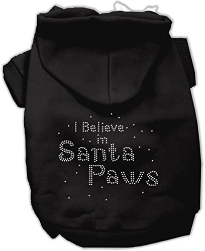 Mirage Evcil Hayvan Ürünleri 10 İnç Noel Baba'ya İnanıyorum Paws Hoodie, Küçük, Siyah