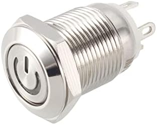 uxcell Anlık Metal Push Button Anahtarı Düz Kafa 12mm Montaj Dia 1NO 24 V Yeşil led ışık