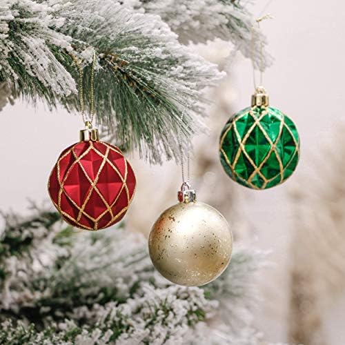 Valery Madelyn 30ct 60mm Geleneksel Kırmızı Yeşil Altın yılbaşı Topu Süsleri, Kırılmaz Noel Ağacı Süsleri noel dekorasyonu için