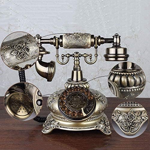 Telefon Antika Telefon, Vintage Retro Antika Telefon Kablolu Kablolu Sabit Ev Metal Gövde ve Klasik Metal Çan, Vintage Dekoratif