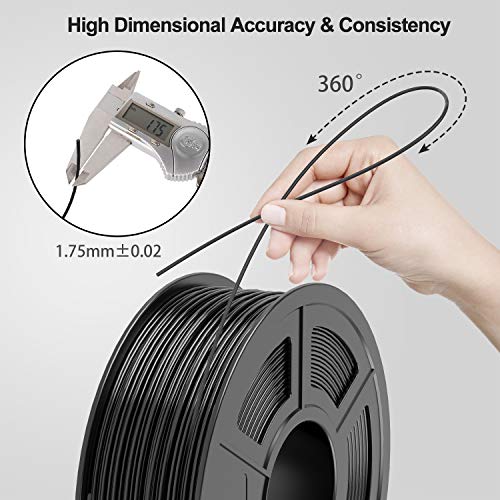 TECBEARS PLA 3D Yazıcı Filament 1.75 mm Siyah + Gri, Boyutsal Doğruluk + / -0.02 mm, Makara Başına 1 Kg, 2'li paket