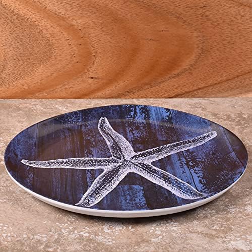 Merritt Gümüş Kabuk Denizyıldızı 8-inç Melamin Salata Tabağı, 6 Set, Mavi, Bir Boyut (20950-S6)