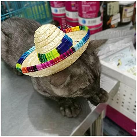 Pet Şapka Saman Sombrero Şapka Pet Ayarlanabilir Toka Pet Saman Köpek Kedi Şapka Pet Şapka