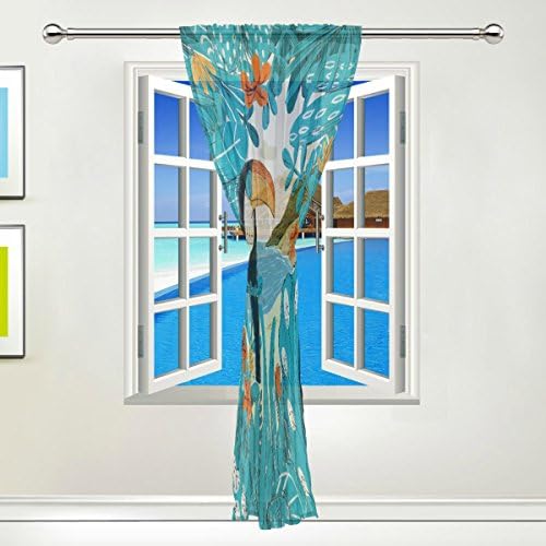 TSWEETHOME pencere dekorasyonları sırf Perdeleri Perdeler için Toucan ile Oturma Odası, Yatak Odası, Kreş Sürgülü cam kapi Çubuk