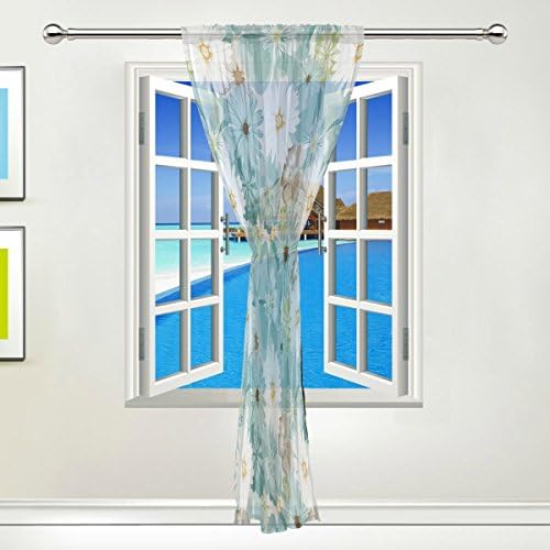 TSWEETHOME pencere dekorasyonları Sırf Perdeleri Perdeler için Çiçek ile Oturma Odası, Yatak Odası, Kreş Sürgülü cam kapi Çubuk