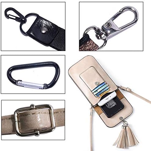 Küçük Saçak Deri Crossbody Çanta Cep Telefonu Çanta Cüzdan Dokunmatik Ekran Kredi Kartı Yuvaları ile Kadınlar için Karabina Hediye