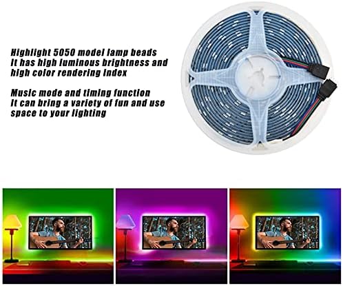 RGB ışık şeritleri, LED şerit ışıkları 5 m ışık şeridi USB güç kaynağı için TV arka bilgisayar kılıfları için yatak odası için
