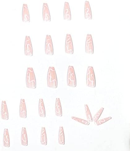 YoJiSa 24 Parça Kullanımlık Tabut Yanlış Nails Tırnak Yamalar Uzun Kısa Tam Kapak Sahte Nail İpuçları ile Tasarımlar üzerinde