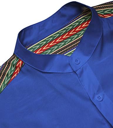 COOFANDY erkek Afrika Dashiki Baskı Gömlek Uzun Kollu Düğme Aşağı Gömlek Parlak Renk Tribal Üst Gömlek