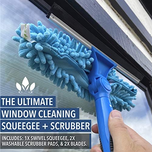 EVERSPROUT 5-to-13 Ayak Döner Silecek ve Mikrofiber Pencere Scrubber (20 Ayak Ulaşmak) | 2-in-1 Pencere ve Cam Temizleme Combo