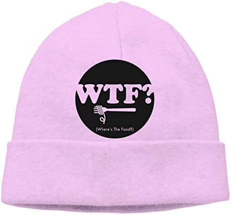 XPBOMUS WTF - nerede Gıda Kasketleri Şapka Erkekler Kadınlar için Sıcak Örgü Manşet Bere Şapka Günlük Siyah