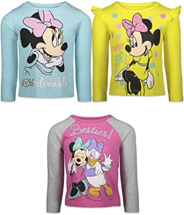 Disney Minnie Mouse 3 Paket Uzun Kollu Grafikli Tişört Pembe / Sarı / Mavi