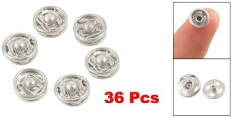 EuısdanAA Giysi Dikiş 10mm Basın Çıtçıt Düğmeler Raptiye Gümüş Ton 36 Adet (Costura de ropa 10mm Botones de presión Botones Sujetador