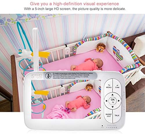 Video Bebek Monitörü 720 P HD Kablosuz Dijital Renkli Gece Görüş, İki Yönlü Konuşma Geri, oda Sıcaklığı Monitör bebek Monitörü