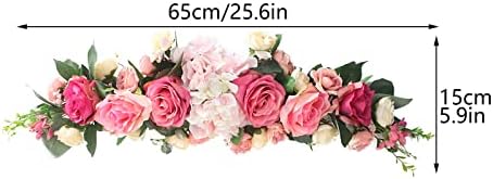 BFYDOAA 25.6 inç Yapay Şakayık Çiçek Swag, Gül Dekoratif Çiçek Swags Gül Poney Greeny Çiçek Çelenk Düğün Kemer Ön Kapı Ev duvar