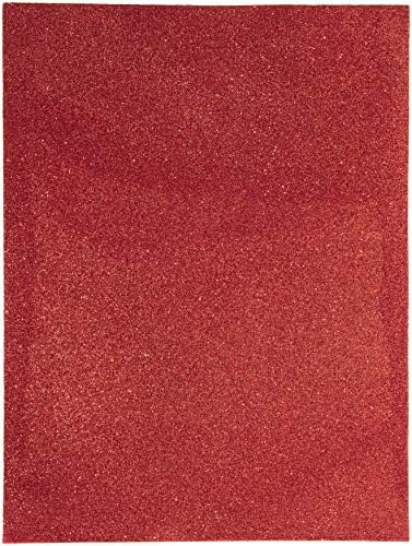 Kuzen DIY Kırmızı Glitter Köpük Levha, 9 x 12 inç, 2mm