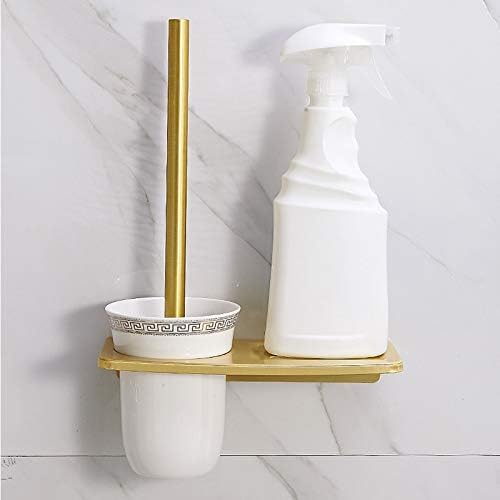jinyiSHOP Tuvalet Fırçası Fırçalanmış Altın Tuvalet Fırçası Seramik Fırça Fincan Uzay Alüminyum Tuvalet Fırçası Tutucu Seti