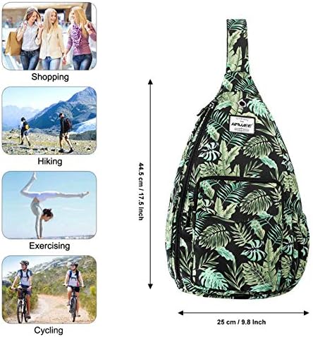 HAWEE Sling Çanta Kadınlar için USB Şarj Portu ile Su Geçirmez Crossbody Sırt Çantası, Muz Yaprağı