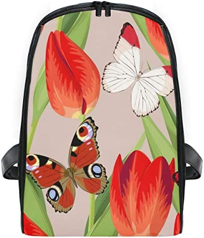 Öğrenci omuz sırt çantası kırmızı kelebek beyaz Bookbag çanta kız erkek seyahat için