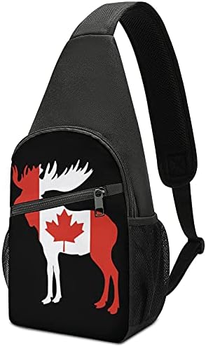 Kanada Bayrağı geyik tek kollu çanta Crossbody omuz göğüs Çanta Baskı Sırt Çantası Seyahat Sırt Çantası